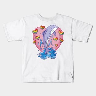 Dolphin Heart Shirt Kids T-Shirt